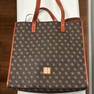 Dooney & Bourke Brown and Orange Monogram Tote